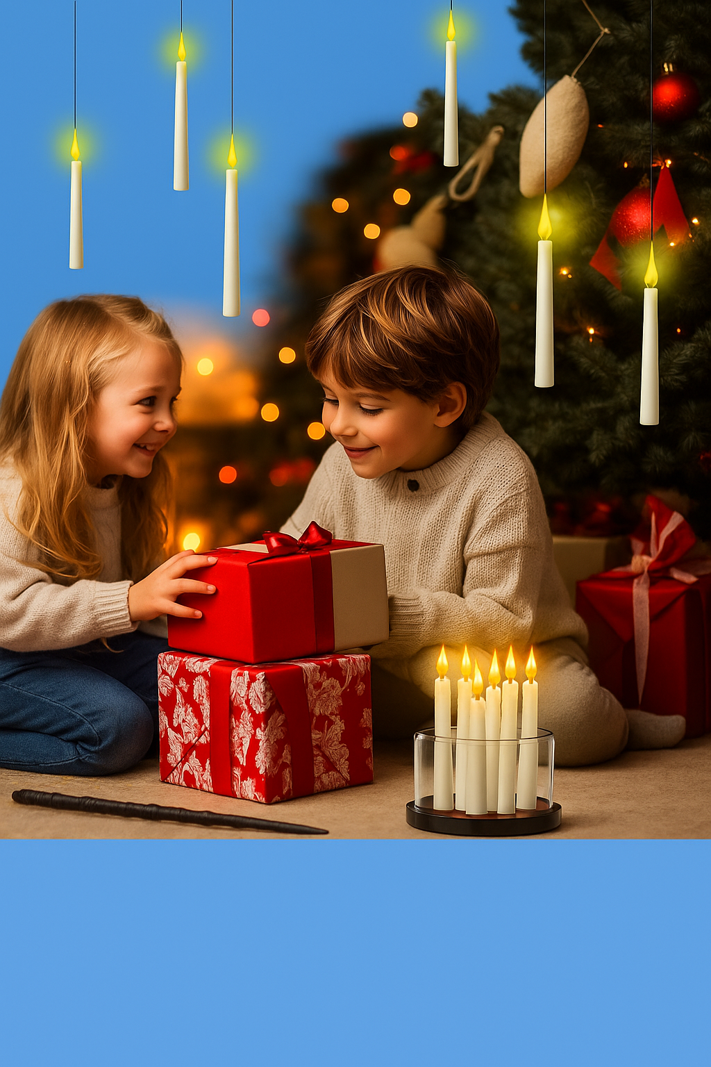 Flameless Floating Candles with Magic Wand Remote – Battery Operated