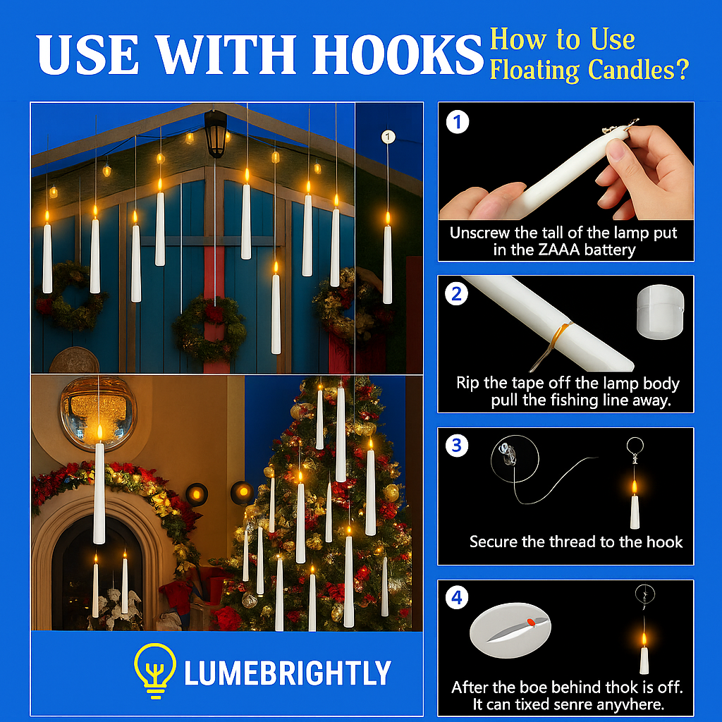 Flameless Floating Candles with Magic Wand Remote – Battery Operated