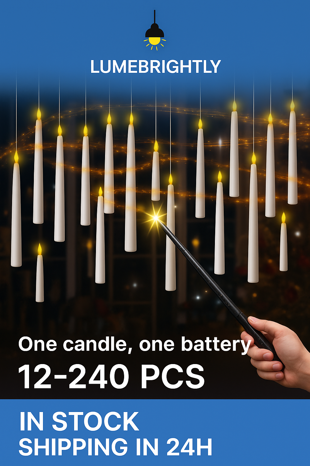 Flameless Floating Candles with Magic Wand Remote – Battery Operated