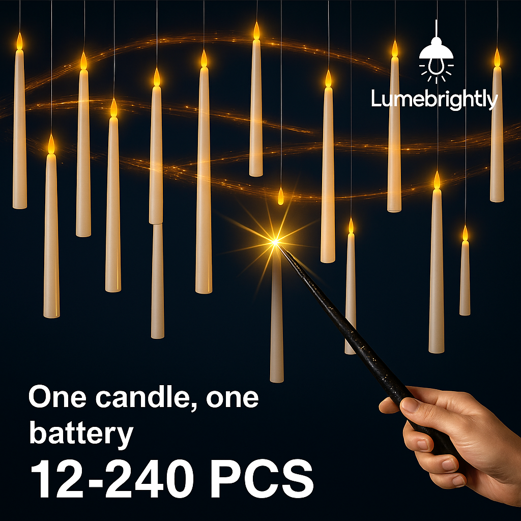 Flameless Floating Candles with Magic Wand Remote – Battery Operated