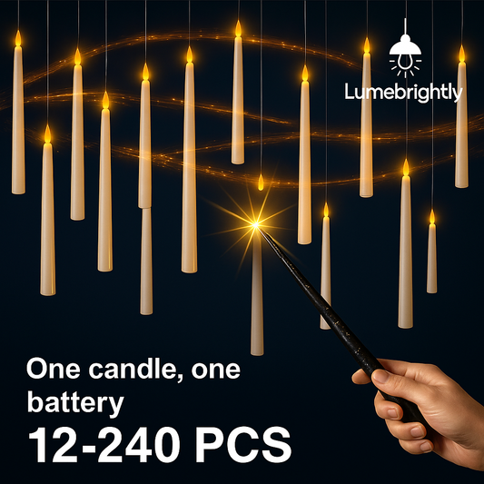Flameless Floating Candles with Magic Wand Remote – Battery Operated